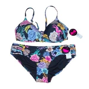NOBO No Boundaries Floral Bikini To Bottoms - L/G 11-13 - NWT